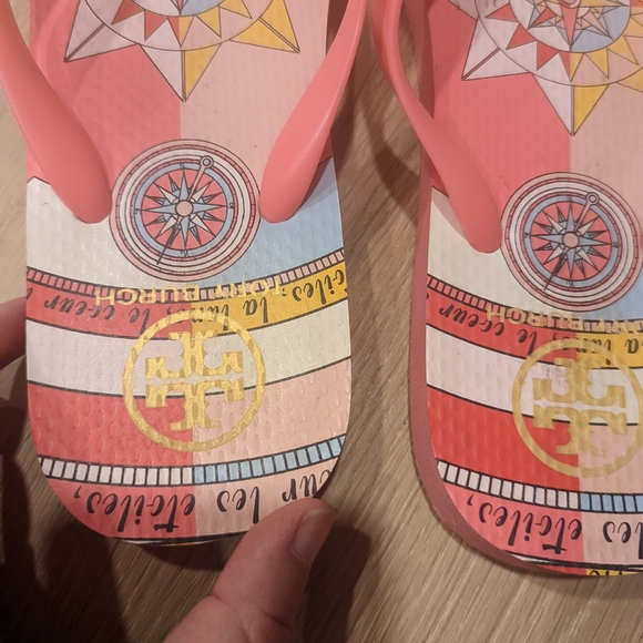 Tory Burch Pink Patterned Flip Flops - Picture 9 of 10